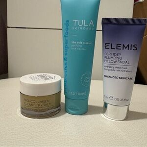 Elemis Cleansing Balm & asleep mask & Tula cleanser Mini’s